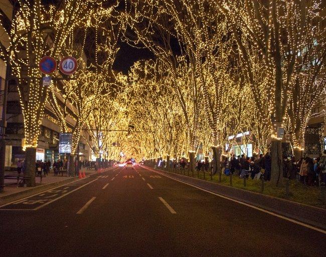 The Tunnel of Illumination on Jozenj-dori, Sendai, Japan.