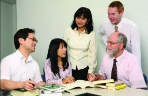 Multilingual & multicultural: the LIL translation team in discussion with Fujita and Yagisawa