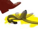 Illustration: Entrepreneur stepping on banana peel