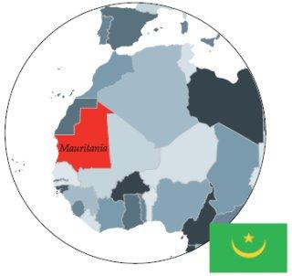 Map of Africa showing Mauritania