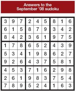 Answers to the September 2008 sudoku